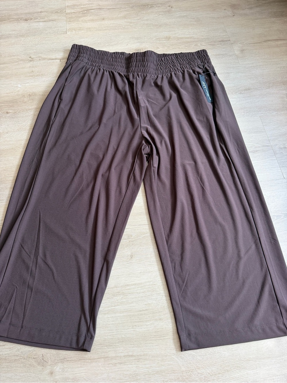 Jones New York Brown Wide Leg Flowy Cropped Pull On Pants Plus Size 3X NWT